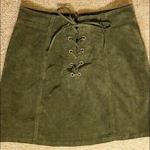 Corduroy Olive Green Lace Up